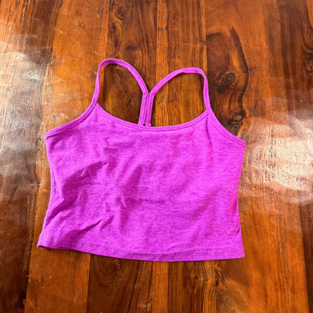 Beyond Yoga Heathered Purple Racerback Crop Tank Top with Shelf Bra Size M